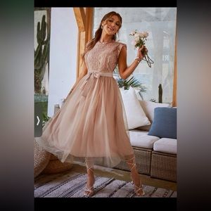 Women’s NWT beautiful pink lace and tulle dress